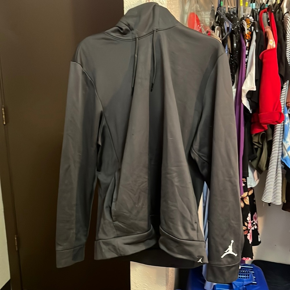 Plain dark gray turtle neck hoodie